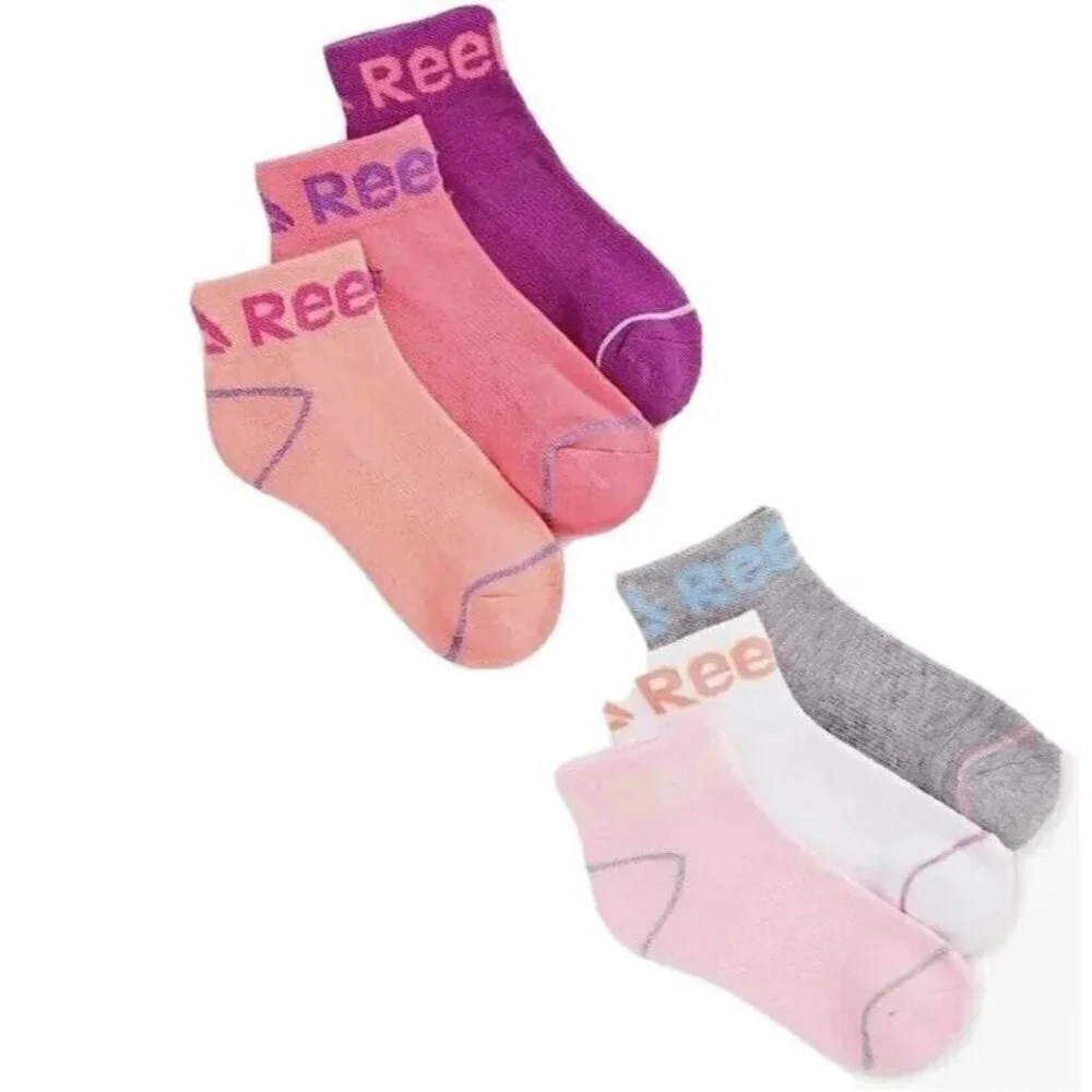 New Girl’s 6 Pack Reebok Quarter Cut Socks Shoe Size: 4-8 Small